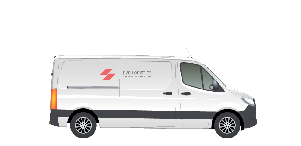 A large white van with Evo Logistics logo