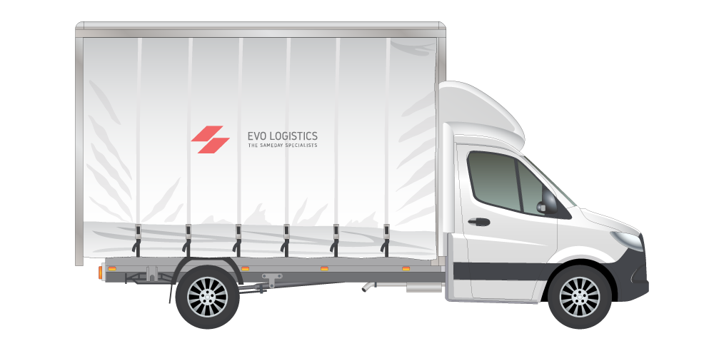 A large white truck with Evo Logistics logo